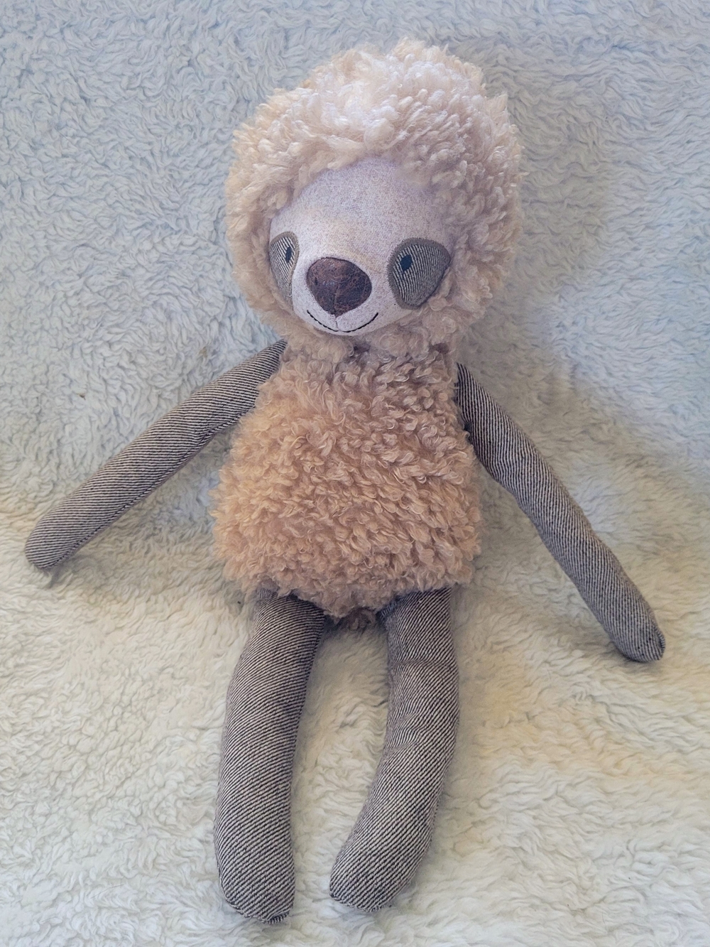 Anthropologie Sloth 18" Curly Plush Brown Cream Tan Beige 2018